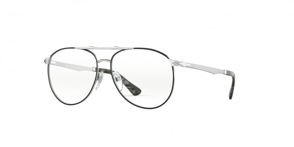 Persol PO2453V Eyeglasses, 1074 SILVER/BLACK (BLACK)