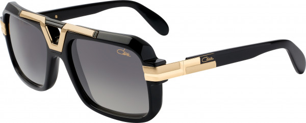 Cazal Cazal Legends 664 Sunglasses, 001 Shiny Black-Gold/Grey Gradient Lenses