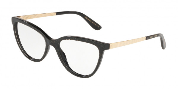 Dolce & Gabbana DG3315 Eyeglasses, 3218 GLITTER GOLD STRIPED BLACK (BLACK)