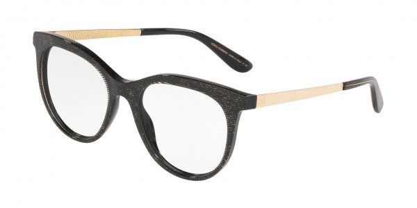 Dolce & Gabbana DG3316 Eyeglasses, 3218 GLITTER GOLD STRIPED BLACK (BLACK)