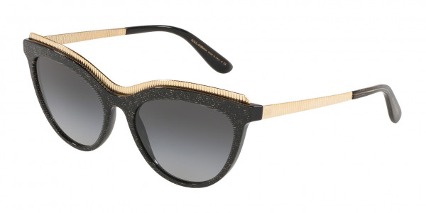 Dolce & Gabbana DG4335F Sunglasses, 32188G GLITTER GOLD STRIPED BLACK (BLACK)