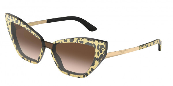 Dolce & Gabbana DG4357 Sunglasses, 320813 LEO GLITTER GOLD ON BLACK (MULTI)