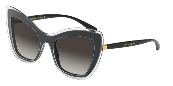 Dolce & Gabbana DG4364 Sunglasses, 53838G TOP CRYSTAL ON BLACK (CLEAR)