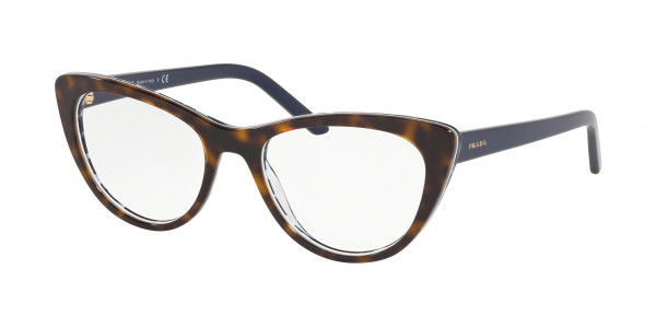 Prada PR 05XVF CONCEPTUAL Eyeglasses, 5121O1 CONCEPTUAL HAVANA/BLUE CHESS (BROWN)