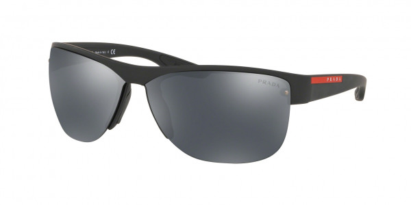 Prada Linea Rossa PS 17US ACTIVE Sunglasses, DG05L0 ACTIVE BLACK RUBBER GREY MIRRO (BLACK)