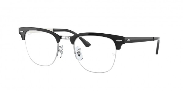 Ray-Ban Optical RX3716VM CLUBMASTER METAL Eyeglasses, 2861 CLUBMASTER METAL BLACK ON SIL (BLACK)