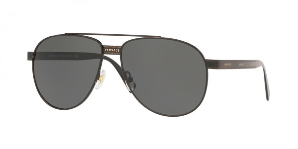 Versace VE2209 Sunglasses, 100987 BLACK DARK GREY (BLACK)
