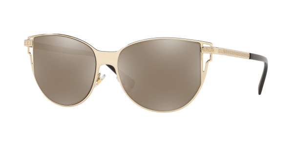 Versace VE2211 Sunglasses, 12525A PALE GOLD LIGHT BROWN MIRROR G (GOLD)