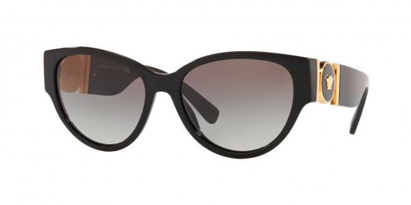 Versace VE4368 Sunglasses, GB1/11 BLACK LIGHT GREY GRADIENT DARK (BLACK)