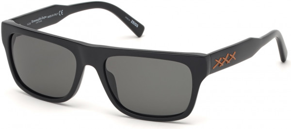 Ermenegildo Zegna EZ0132 Xxx 2 Sunglasses, 01A - Shiny Black, Vicuna Triple Xxx Logo / Smoke