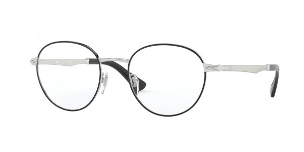 Persol PO2460V Eyeglasses, 1074 SILVER & BLACK (BLACK)