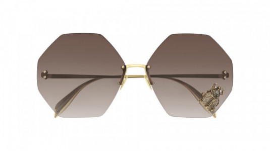 Alexander McQueen AM0208S Sunglasses, 002 - GOLD with BROWN lenses