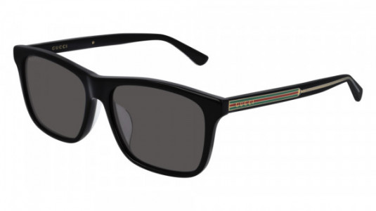 Gucci GG0381SA Sunglasses, 001 - BLACK with CRYSTAL temples and GREY lenses