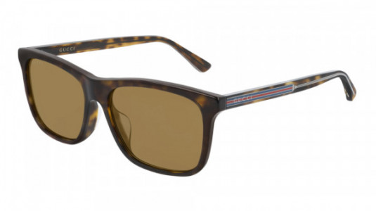 Gucci GG0381SA Sunglasses, 002 - HAVANA with CRYSTAL temples and BROWN lenses