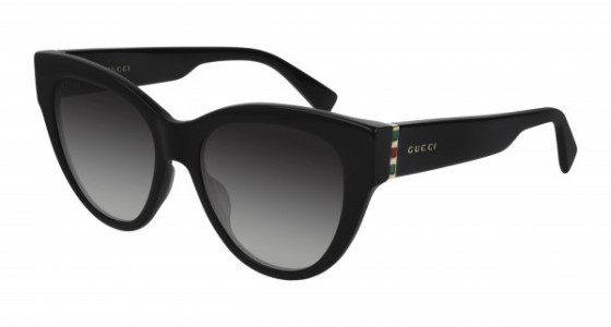 Gucci GG0460S Sunglasses, 001 - BLACK with GOLD temples and GREY lenses
