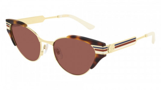 Gucci GG0522S Sunglasses, 002 - HAVANA with GOLD temples and BROWN lenses