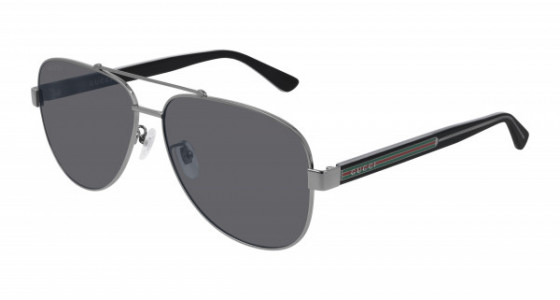 Gucci GG0528S Sunglasses, 007 - GUNMETAL with CRYSTAL temples and GREY polarized lenses