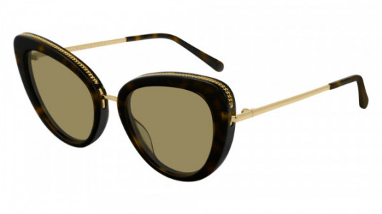 Stella McCartney SC0189S Sunglasses, 002 - HAVANA with GOLD temples and GREEN lenses