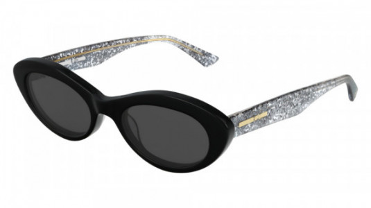 McQ MQ0190S Sunglasses, 002 - BLACK with SILVER temples and SMOKE lenses