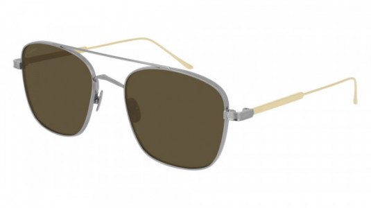 Cartier CT0163S Sunglasses, 007 - RUTHENIUM with GOLD temples and BRONZE lenses