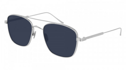 Cartier CT0163S Sunglasses, 008 - SILVER with LIGHT BLUE lenses