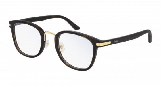 Cartier CT0146O Eyeglasses, 002 - HAVANA with TRANSPARENT lenses
