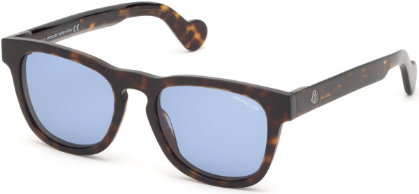Moncler ML0098 Sunglasses, 52V - Shiny Classic Dark Havana/ Blue Lenses