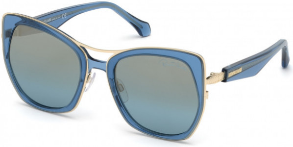 Roberto Cavalli RC1093 Monteverdi Sunglasses, 84X - Shiny Transp. Blue, Shiny Pale Gold/blue W. Gradient Gold Flash