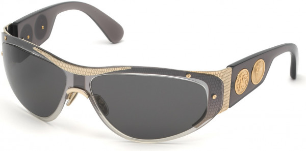Roberto Cavalli RC1135 Sunglasses, 32A - Shiny Pale Gold, Shiny Milky Grey/ Gradient Smoke W. Silver Flash