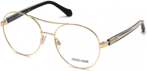 Roberto Cavalli RC5079 Nardi Eyeglasses, 032 - Shiny Pink Gold, Shiny Transp. Grey & Black