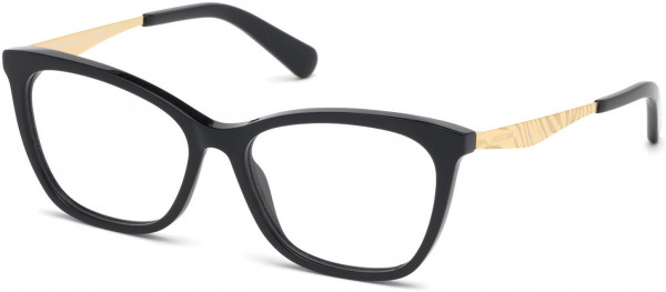 Roberto Cavalli RC5095 Eyeglasses, 001 - Shiny Black, Shiny Pink Gold W. Zebra Print