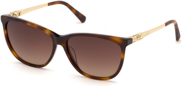Swarovski SK0225 Sunglasses, 52F - Dark Havana / Gradient Brown Lenses