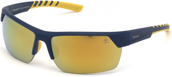 Timberland TB9193 Sunglasses, 91R - Matte Blue Front & Temples With Yellow  Rubber, Yellow Mirror Lenses