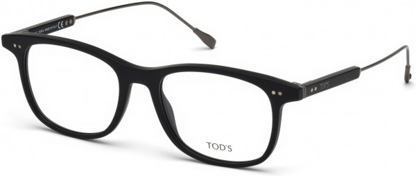 Tod's TO5189 Eyeglasses, 002 - Matte Black, Shiny Dark Ruthenium