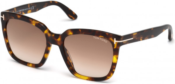 Tom Ford FT0502-F Amarra Sunglasses, 52F - Shiny Dark Havana / Gradient Brown Lenses