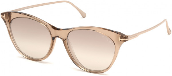 Tom Ford FT0662 Micaela Sunglasses, 45G - Shiny Pink Champagne, Shiny Rose Gold/ Grad. Brown Silver Flash Lenses