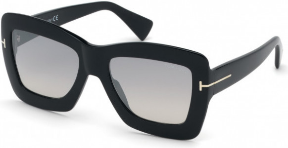 Tom Ford FT0664 Hutton-02 Sunglasses, 01C - Shiny Black  / Smoke Mirror