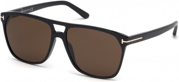 Tom Ford FT0679 Shelton Sunglasses, 01E - Shiny Black / Brown Lenses