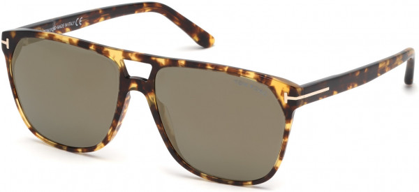 Tom Ford FT0679 Shelton Sunglasses, 56C - Shiny Vintage Havana / Smoke W. Bronze Flash Lenses