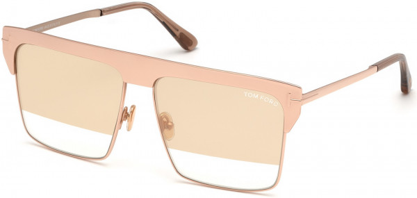 Tom Ford FT0706 West Sunglasses, 33Z - Rose Gold Plated/ Clear W. Rose Gold Plated Flash Lenses