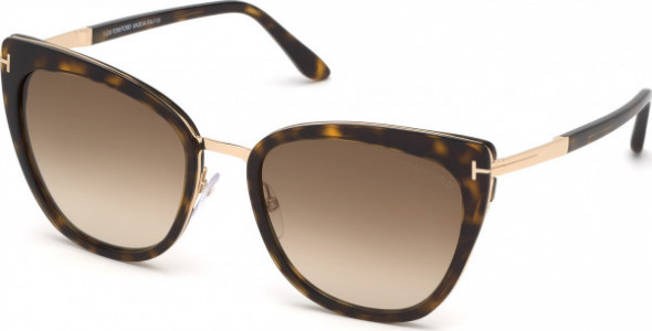 Tom Ford FT0717 SIMONA Sunglasses, 52F - Dark Havana / Shiny Rose Gold