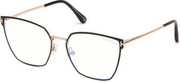 Tom Ford FT5574-B Eyeglasses, 001 - Shiny Black / Shiny Rose Gold