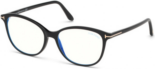Tom Ford FT5576-F-B Eyeglasses, 001 - Shiny Black, Shiny Rose Gold 