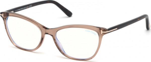 Tom Ford FT5636-B Eyeglasses, 045 - Shiny Light Brown / Dark Havana