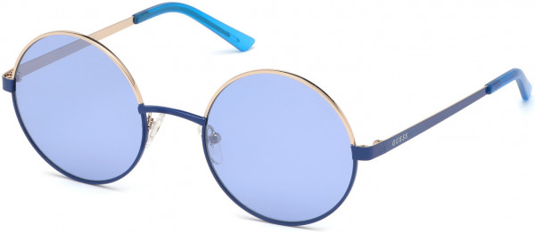 Guess GU3046 Sunglasses, 90X - Shiny Blue / Blue Mirror Lenses