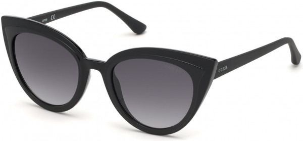 Guess GU7628 Sunglasses, 01B - Shiny Black  / Gradient Smoke Lenses