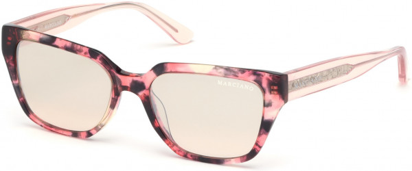 GUESS by Marciano GM0799 Sunglasses, 54Z - Red Havana / Gradient Or Mirror Violet Lenses