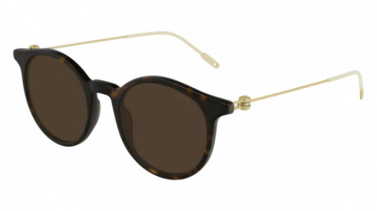 Montblanc MB0004S Sunglasses, 002 - HAVANA with GOLD temples and BROWN lenses