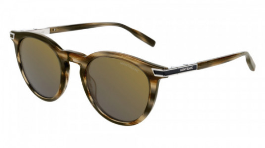 Montblanc MB0041S Sunglasses, 004 - GREY with SILVER temples and GOLD lenses