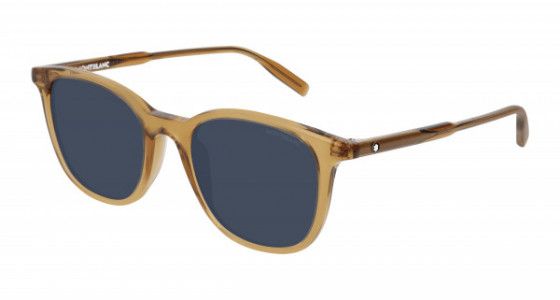 Montblanc MB0006S Sunglasses, 004 - YELLOW with BLUE lenses